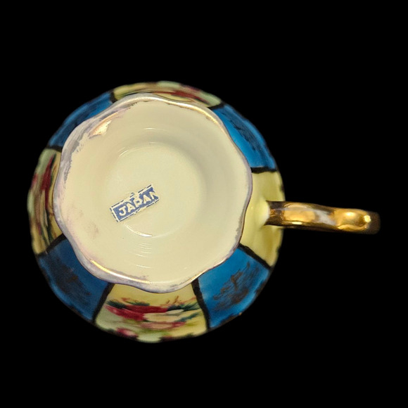 Vintage Teacup and  Saucer Set Royal Sealy China Blue with White Roses Japan - Picture 8 of 8